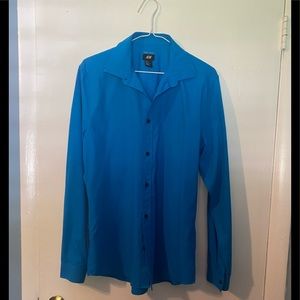 Boys Slim Fit Turquoise Shirt.
